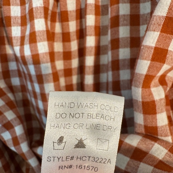 Haptics by Holly Harper Gingham Top Rust Autumn Smocking Adorable Size Small - Picture 6 of 9
